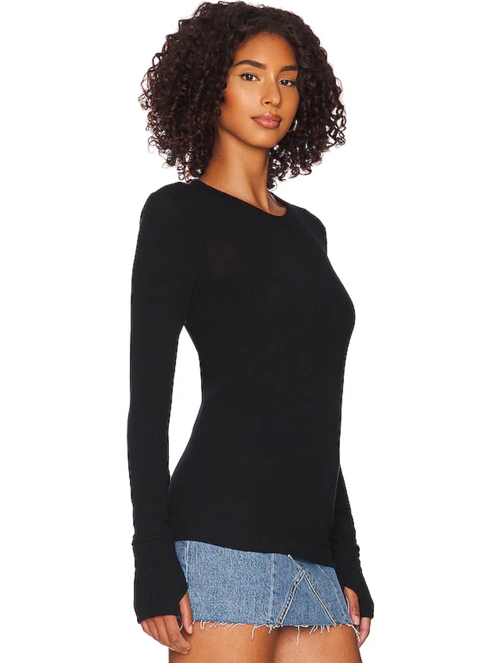 Enza Costa Black Long-Sleeve Top